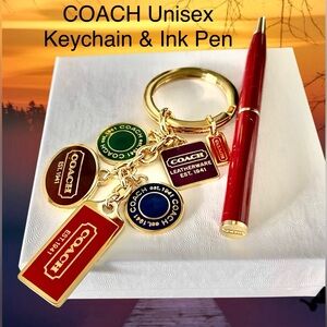 Coach 2 Pc Unisex NWOT Colorful Charms Keychain & Ink Pen